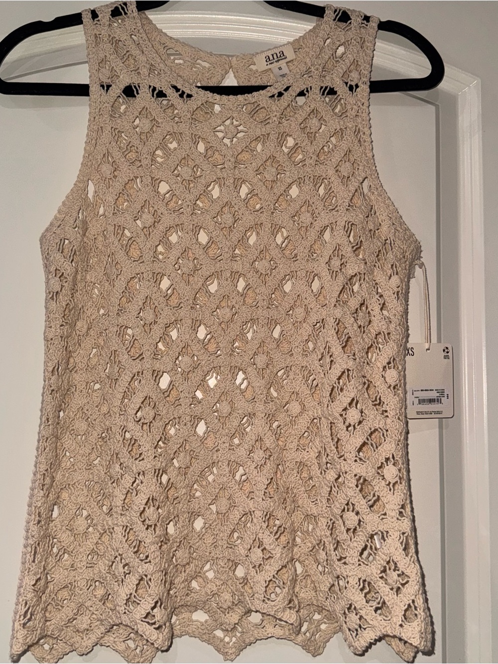 a.n.a Crochet Sleeveless Tank Top in Beige Women Size XS NEW